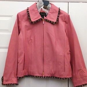 Terry Lewis 100% Leather Jacket in Rose Pink
